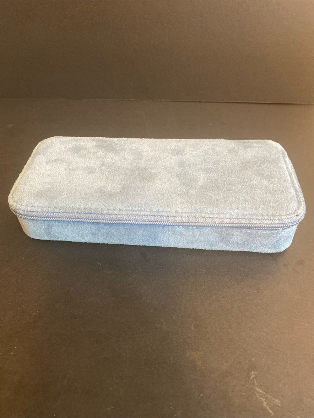 Ester Lauder Small Faux Suede Blue‎ Travel Cosmetic Case With Mirror
